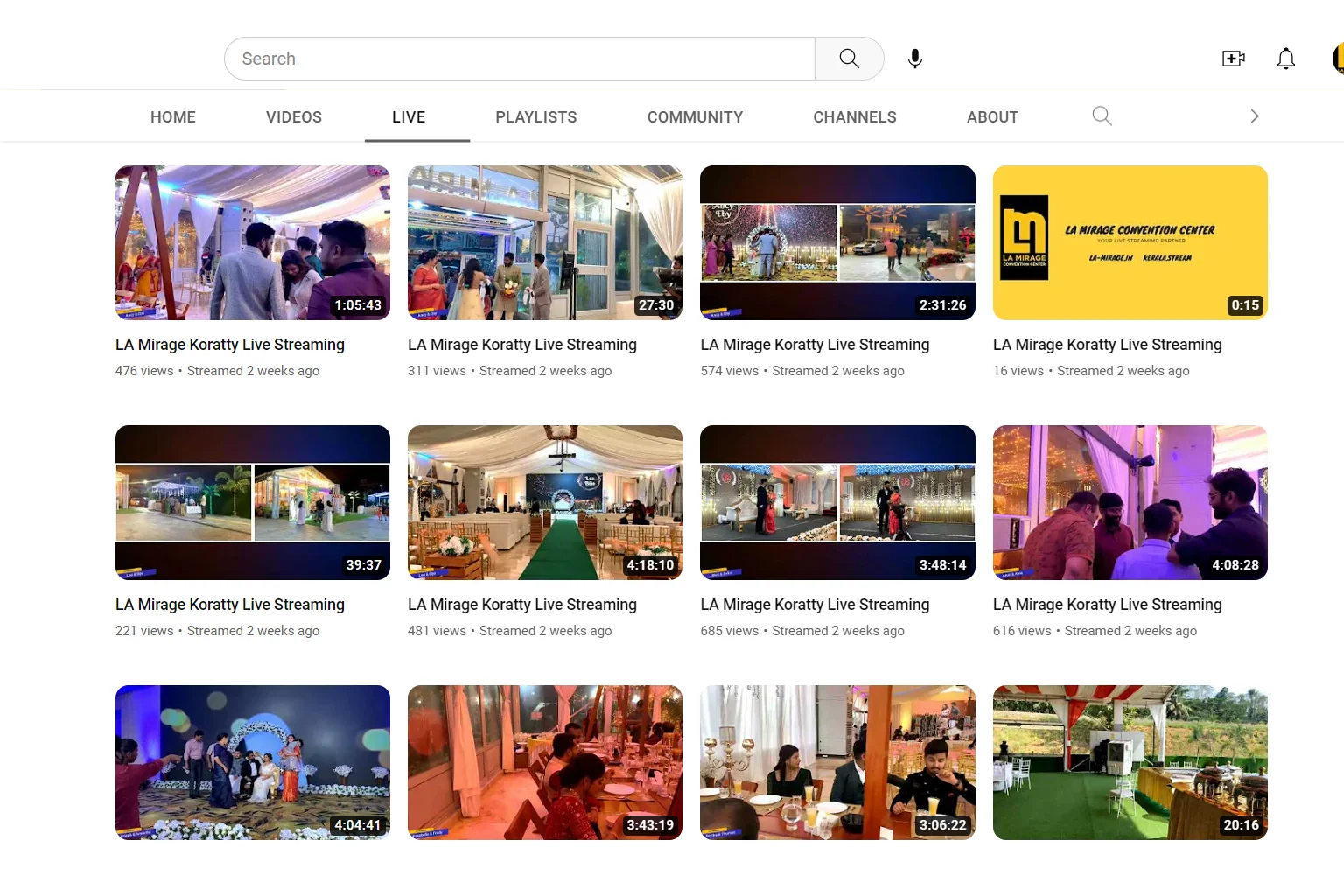 LA Mirage Koratty Live Streaming Services